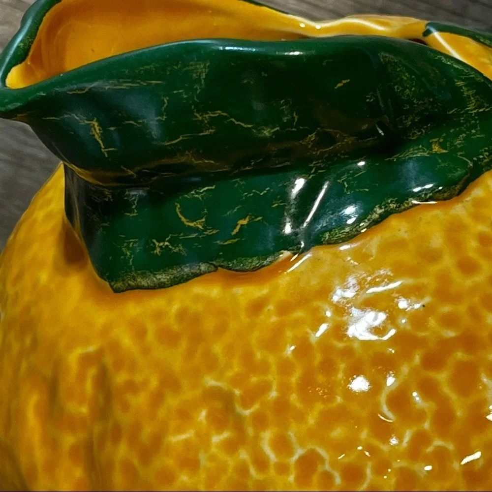 Orange Shaped Pitcher Decorative Water Pitcher Ceramic Glazed‎ Inside Vintage